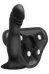 Strappy Harness Set - 2 Ring Harness With Dildo Black