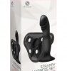 Strappy Harness Set - 2 Ring Harness With Dildo Black
