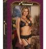 Bra, Garter & G-String Black & Blue  1-3XL
