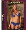 Bra, Garter & G-String Black & Blue  1-3XL